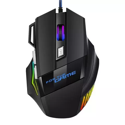 Rato profissional para jogos com fio, mouse óptico usb ergonômico com 7 botões,