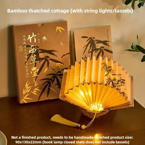 Leque Chinês em Forma de Livro – Luminária Artística com Carregamento USB