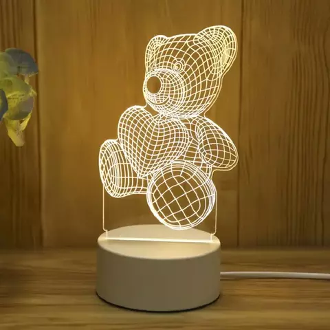 Led Criativo Urso Luminária- Acrílico USB
