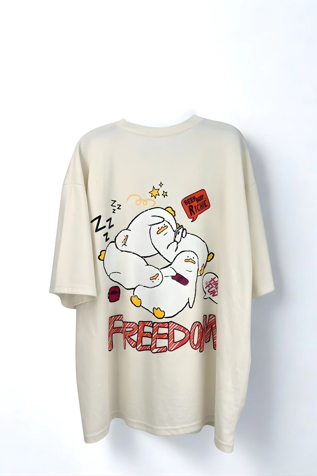 Playera con estampado, estilo oversize hecha a base de ponte roma