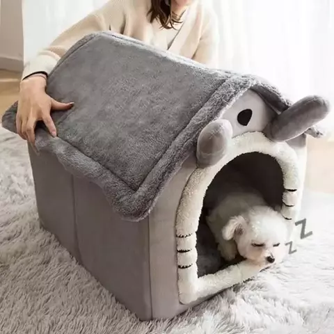 Cama estilo casa para cães para todas as estações - Cama especificamente lavável