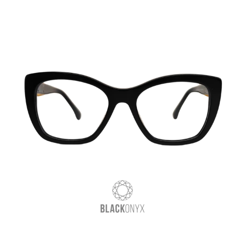 ARMAÇÃO PARA ÓCULOS DE GRAU - LINHA ONYX - PRETA DETALHE DOURADO