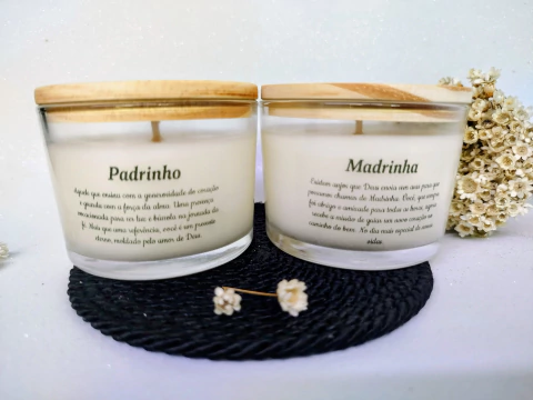 Kit vela - Convite de batizado padrinho e madrinha