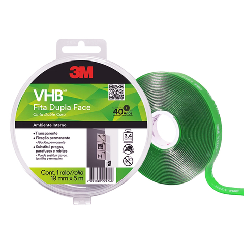 Fita Dupla Face VHB Transferível 19mm x 5 Metros Unitário Fixação Permanente - 3M - HB004459218