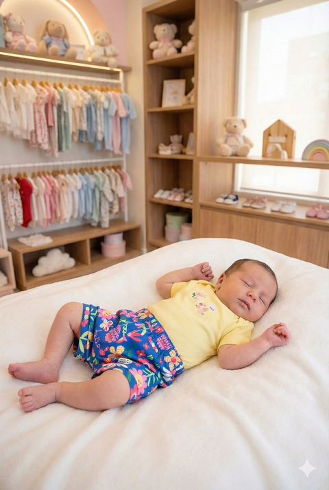 Conjunto para Bebê Menina com Body e Short em Suedine (Amarelo Claro) Up Baby - comprar online