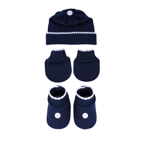 Kit 3 Peças Marinho c/ Branco Masculino