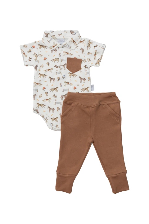 Conjunto Bebê Menino Body Polo e Calça- Piu Piu