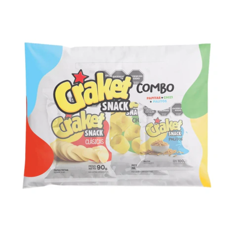 Combo Snacks Craket Papitas Palitos Chizitos