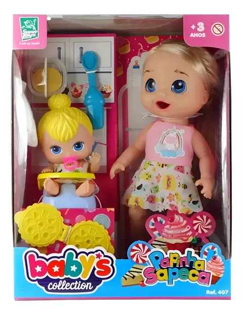 Boneca Babys Collection Papinha Sapeca Com Cadeira- SuperToys
