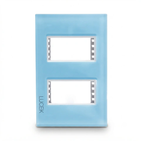 PLACA METALICA DE 2 MODULOS COLOR AZUL C LÚCEK