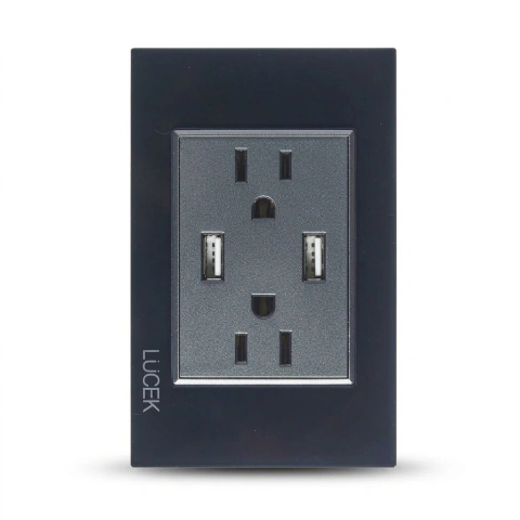 PLACA CON 2 CONTACTOS Y 2 USB LÜCEK