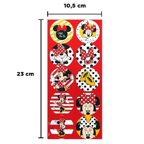 ADESIVO REDONDO MINNIE MOUSE 30 UN. (116889.4)