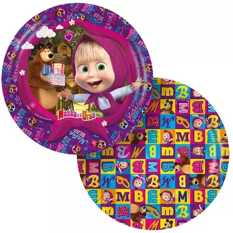 PRATO PAPEL REDONDO 18 CM MASHA E O URSO CLASSICA (117186.0)