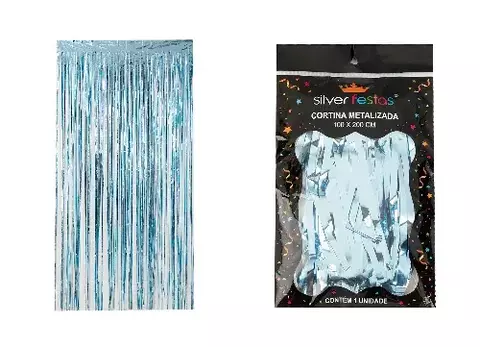 CORTINA METALIZADA AZUL BEBE 100 X 200 CM (HA336)