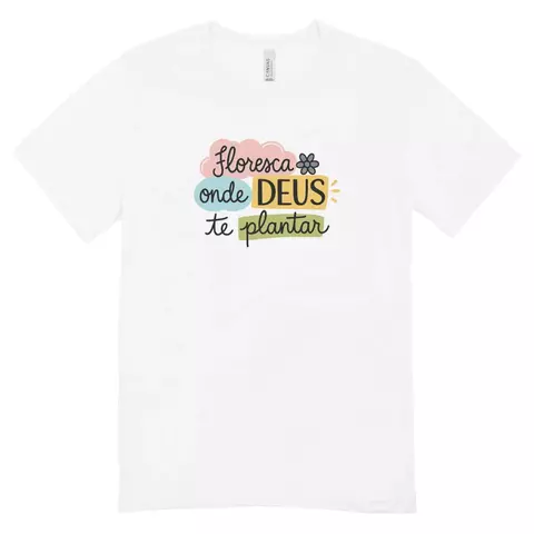 Camisa Feminina Baby Look Floresça com Fé