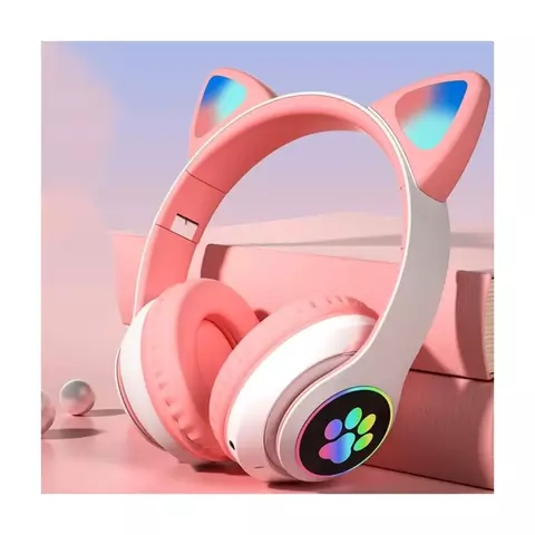 Fone Bluetooth Gamer Orelhas de Gato com Led Headphone