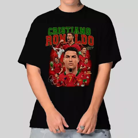 Camiseta Masculina Oversized Cristiano Ronaldo Portugal
