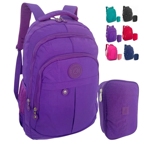 Kit Mochila Estojo Feminina Masculina Grande Reforçada Escolar Resistente à Água
