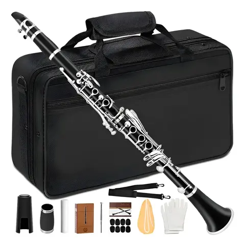 Kit Clarinete Si Bemol Bb 17 Chaves Estojo Case Luxo Preto