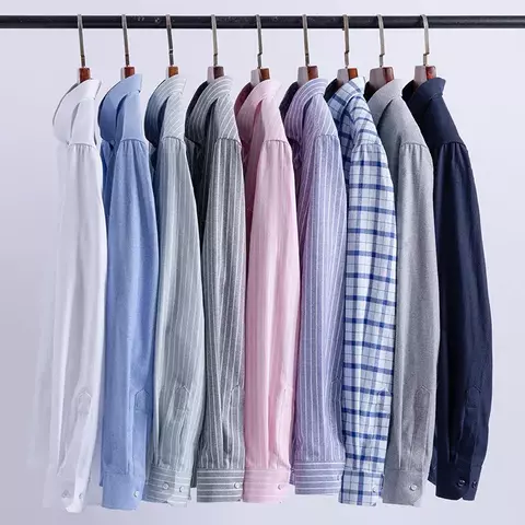 100% algodão oxford camisas masculinas mangas compridas xadrez macio regular aju