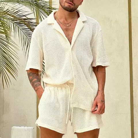 Conjunto Masculino em Malha Leve – Duas Peças para o Verão