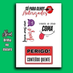 Tatuagem Temporária Brilho Non 4 Frases Perigo Conteúdo Quente