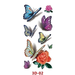 Uma Cartela De Tatuagem Temporária Com 8 Adesivos Rosas E Borboletas 3D-02 - comprar online