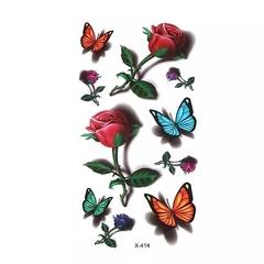 MINI Tatuagem Temporária Vários Adesivos Borboletas Botão de Rosa 3D-10 - comprar online
