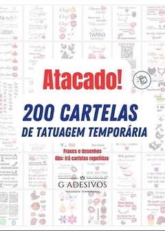 ATACADO 200 CARTELAS De Tatuagem Temporária Frases e Desenhos