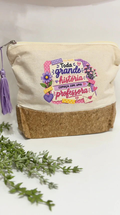 Necessaire em Algodão e cortiça