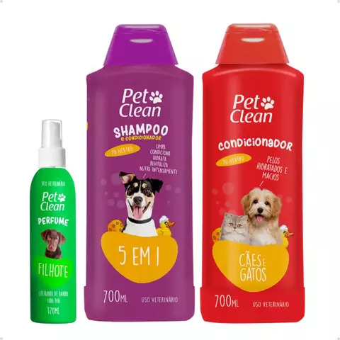 Kit Pet Clean Banho & Higiene 5 em 1