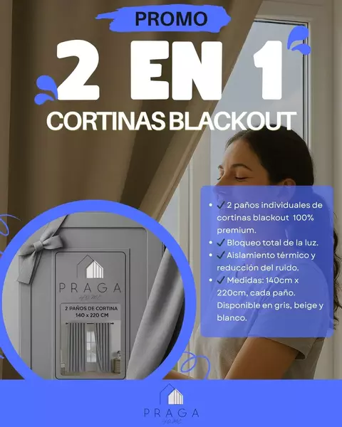 PROMO 2 EN 1 – Cortinas Blackout-Praga Home - comprar online
