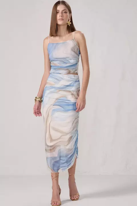 SAIA MIDI EM TULE SUBLIMADO - comprar online