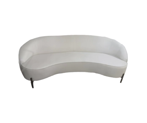 sofá orgânico 2,00 tecido marfim e base metal cinza (5218) - comprar online