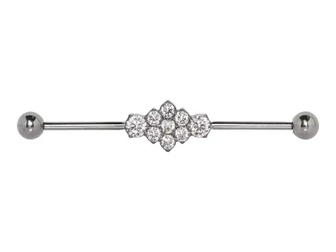 PIERCING TRANSVERSAL TITÂNIO FLOR CRAVEJADA