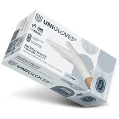 Luva de Procedimento de Nitrilo Branco Sem Pó Quality - Unigloves