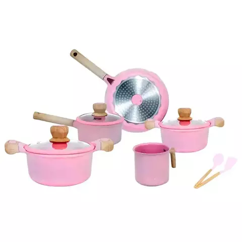 Jogo de Panelas Rosa 10 Peças Cerâmica Antiaderente