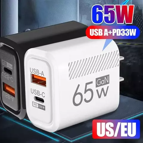 65w gan carregamento rápido usb tipo c carregador eua ue plug pd 3.0 carga rápid