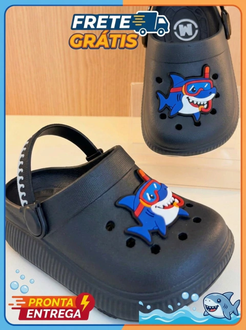 Babuche Infantil Menino Tubarão Sandália Molekinho 2653101