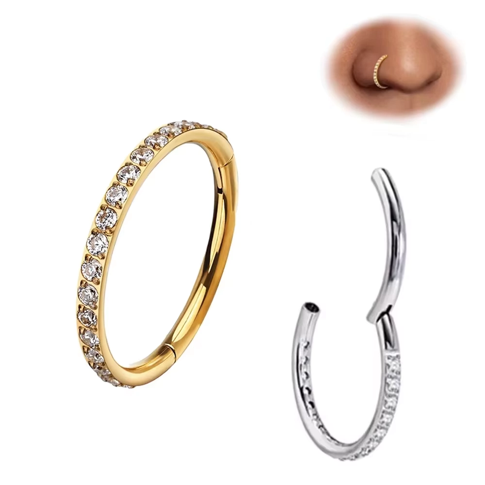 Argola Cravejada de Zirconia cubica em Titanio G23 ASTM 136