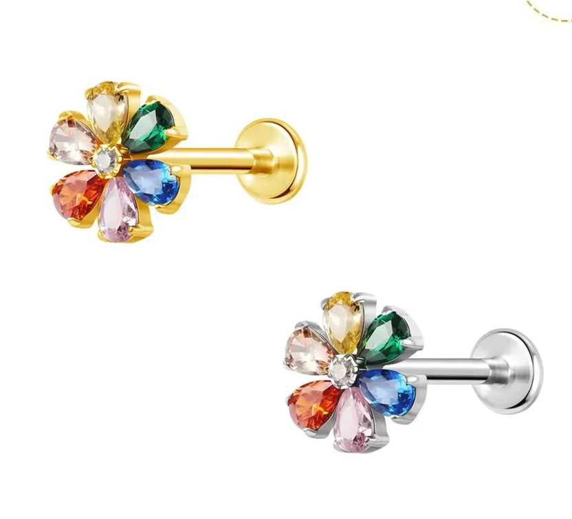 Flor de 6 pétalas de Zircônia color Titanio g23 ASTM 136