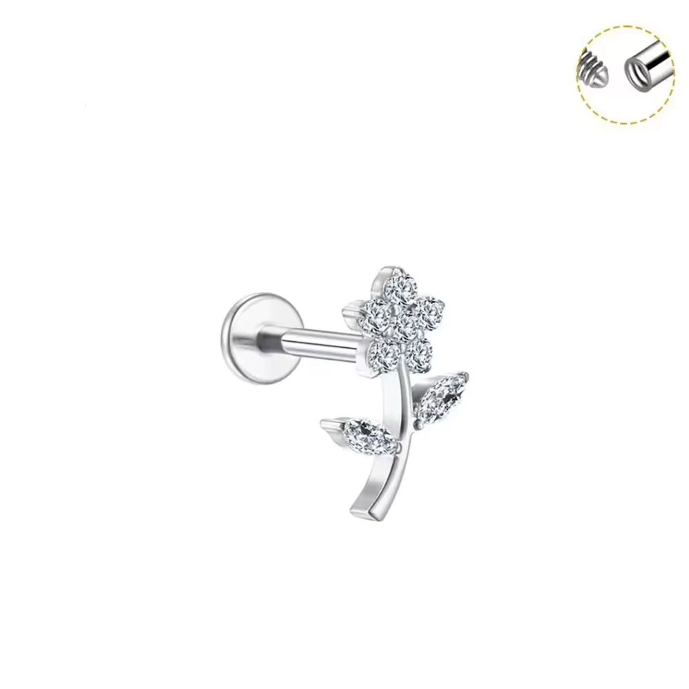 Flor Cristal Cravejada Brilhante Titanio G23 ASTM 136 crav. Zirconia WT