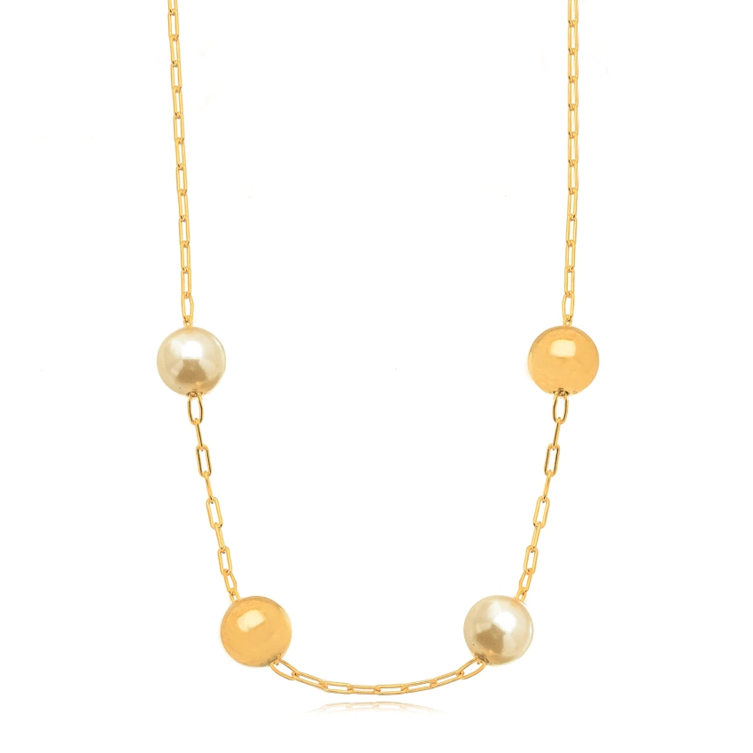 Choker Semijoia Pérolas e Bolas Lisas