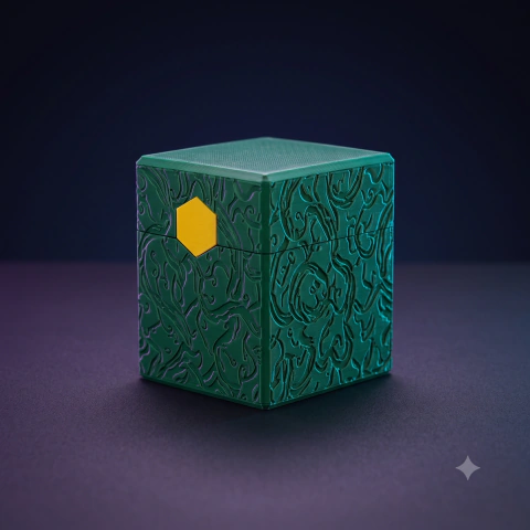 Deck Box 3D Premium Verde com Textura e Fechamento Magnético – TCG