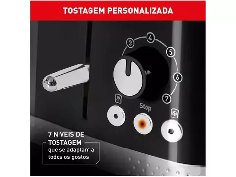 Torradeira Arno Preto 2 Fatias 7 Níveis de Tostagem Soleil SPTO - 110V