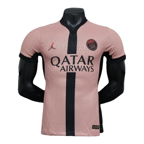 Camisa Paris Saint-Germain III 24/25 - Jogador Jordan Masculina - Rosa com detalhes em azul