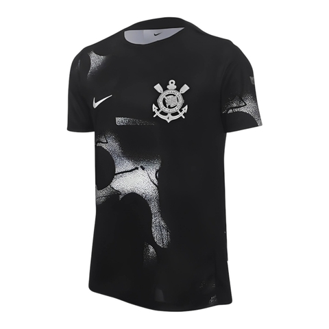 Camisa Corinthians Pré-jogo 25/26 - Torcedor Nike Feminina - Preta com detalhes em branco