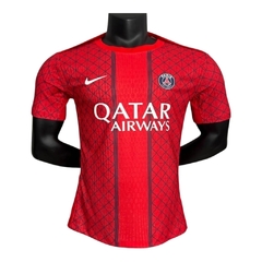 Camisa Paris Saint-German Pré-jogo 25/26 - Jogador Nike Masculina - Vermelha com detalhes em azul