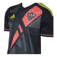 Camisa Atlético Mineiro Goleiro 25/26 - Torcedor Adidas Masculina - Preta com detalhes em amarelo e laranja - EM SPORTS
