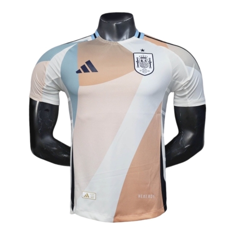 Camisa Seleção Espanha Eurocopa II 25/26 - Jogador Adidas Masculina - Branca com detalhes em rosa e azul